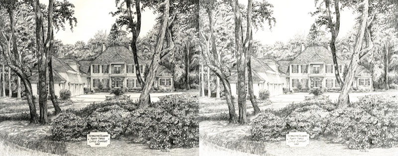 The drawing on the left has a full range of value while the drawing on the right is made up of mostly mid tones and tints.