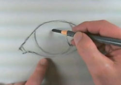 How to draw an eye with charcoal step 1 - define the shape