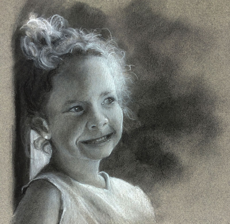 Charcoal Portrait Drawing - Young Girl