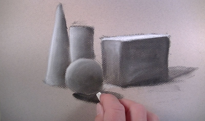 Drawing with compressed white charcoal