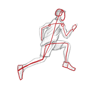 How to draw a person running - stick figure