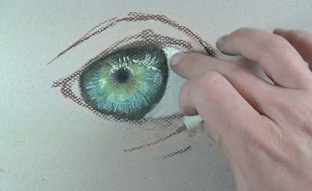 The white parts of the eye are painted in.