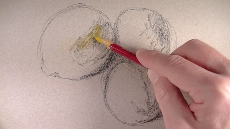 Draw contours with pastel pencils