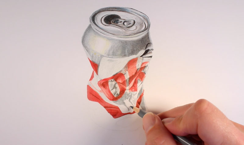Realistic colored pencil drawing step 3