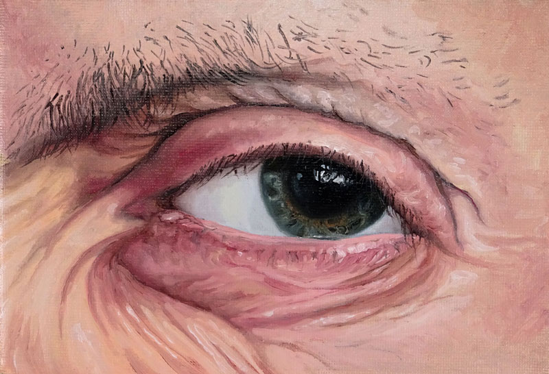 Realistic oil painting of an eye
