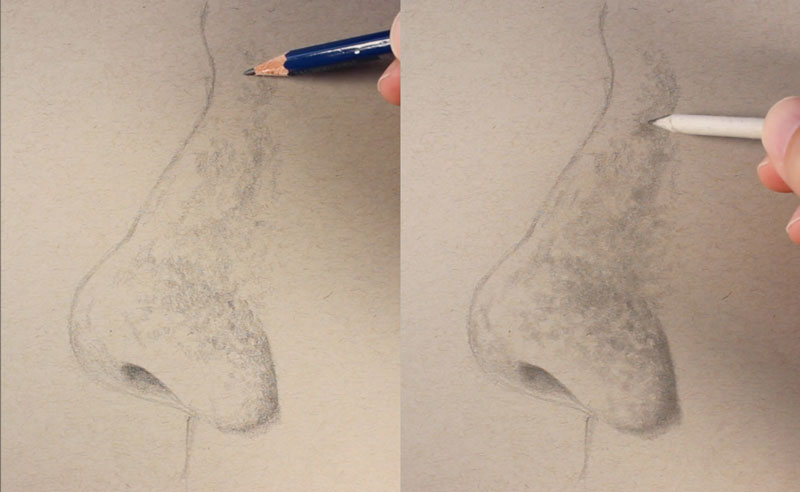 Shading the nose from the side