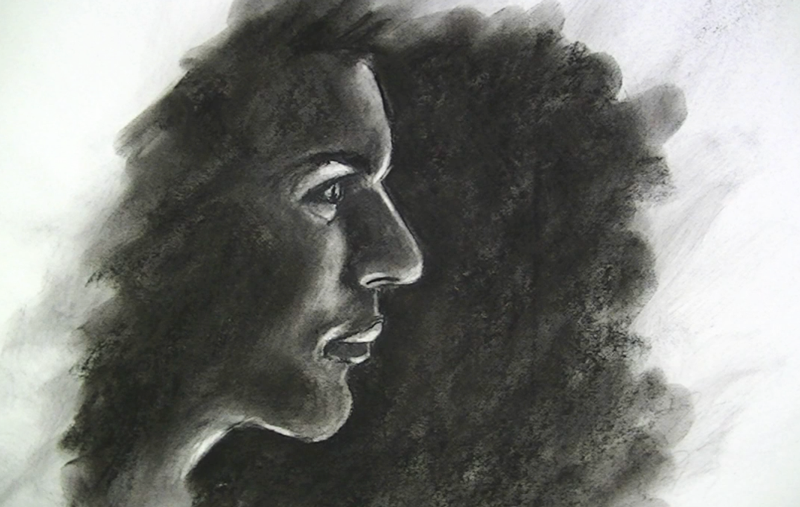 Draw with Powdered charcoal - portrait