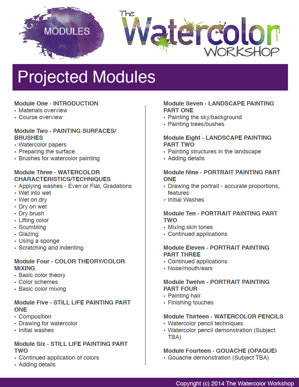 The Watercolor Workshop Course Modules