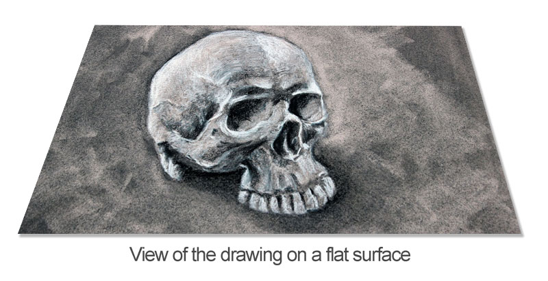 View of a drawing on a flat surface