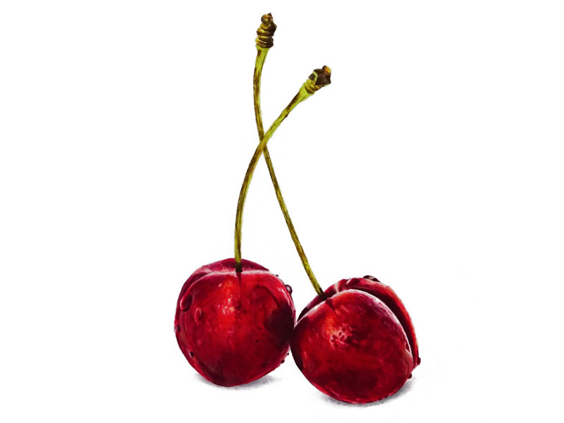 How to use MARKERS with COLORED PENCILS - Drawing Realistic Cherries 