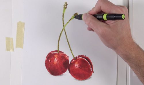 How to Draw Cherries with Colored Pencils and Markers