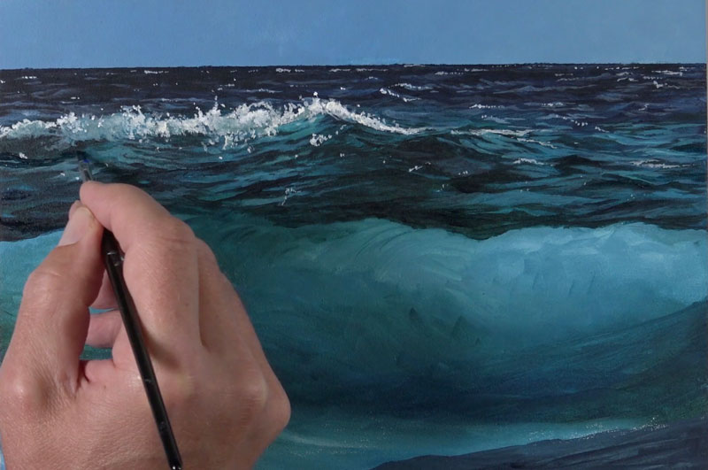 Increasing contrast and adding highlights to the waves