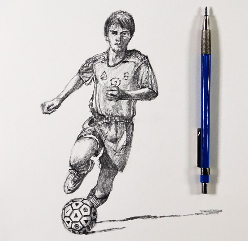 Soccer Player Pencil Drawing