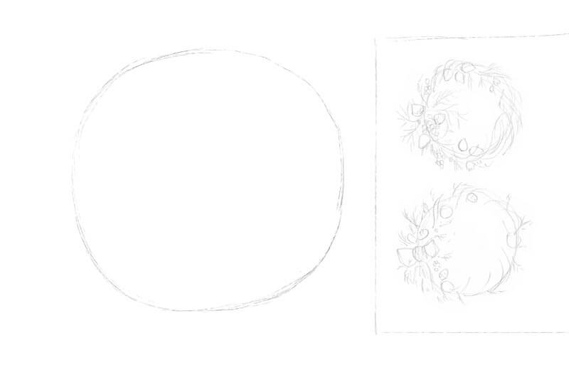 how to draw a christmas wreath