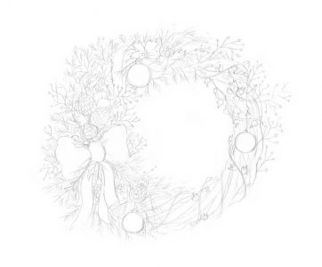 How to Draw a Holiday Christmas Wreath