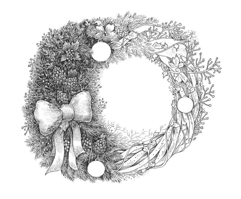 Wreath Drawing for Christmas Holiday Fun! - Drawings Of...