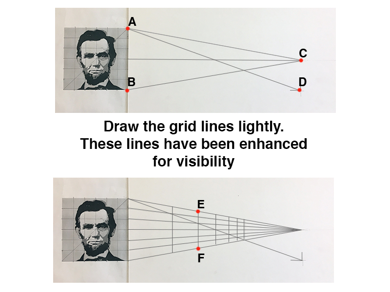 Distorted grid for anamorphic art