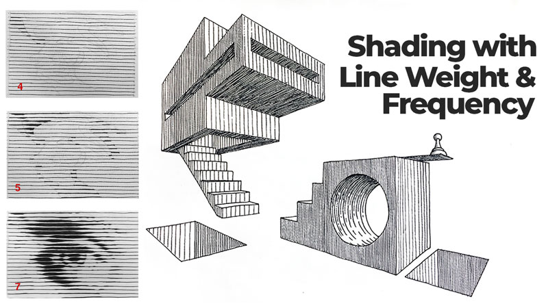 Drawing with lines. Optical design. Art lesson.