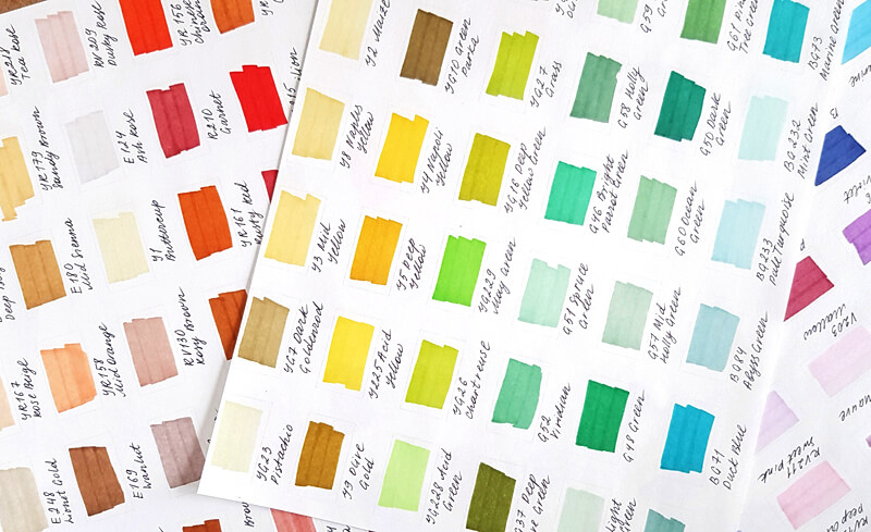 Color charts for markers