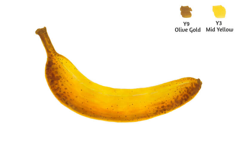 Drawing spots on the banana