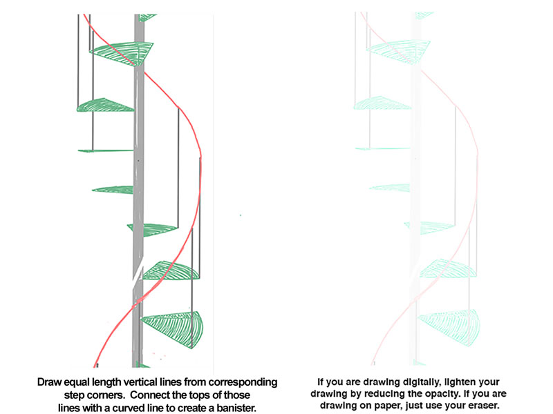 spiral staircases drawing