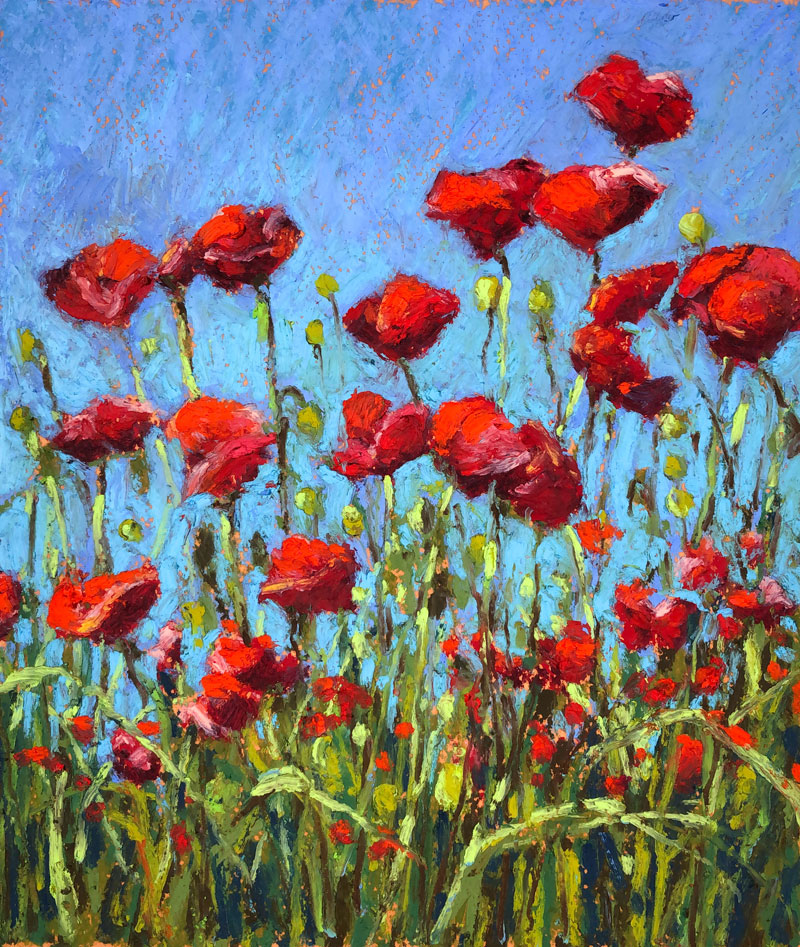 Impressionist Oil Pastel Landscape   Oil Pastel Landscape Poppies 