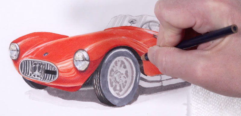 How to Draw Sports Car with Colored Pencils and Markers - YouTube