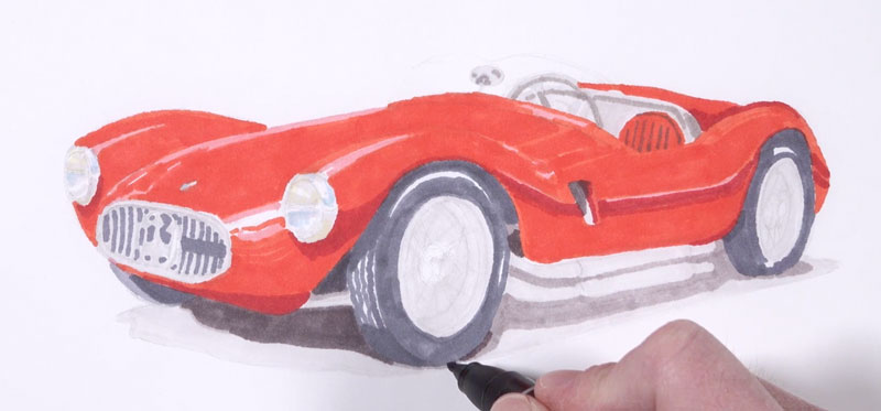 How to Sketch a Car with Markers