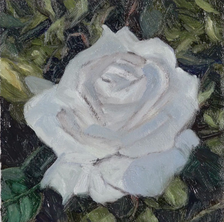 How to Paint a White Rose with Oil Paints