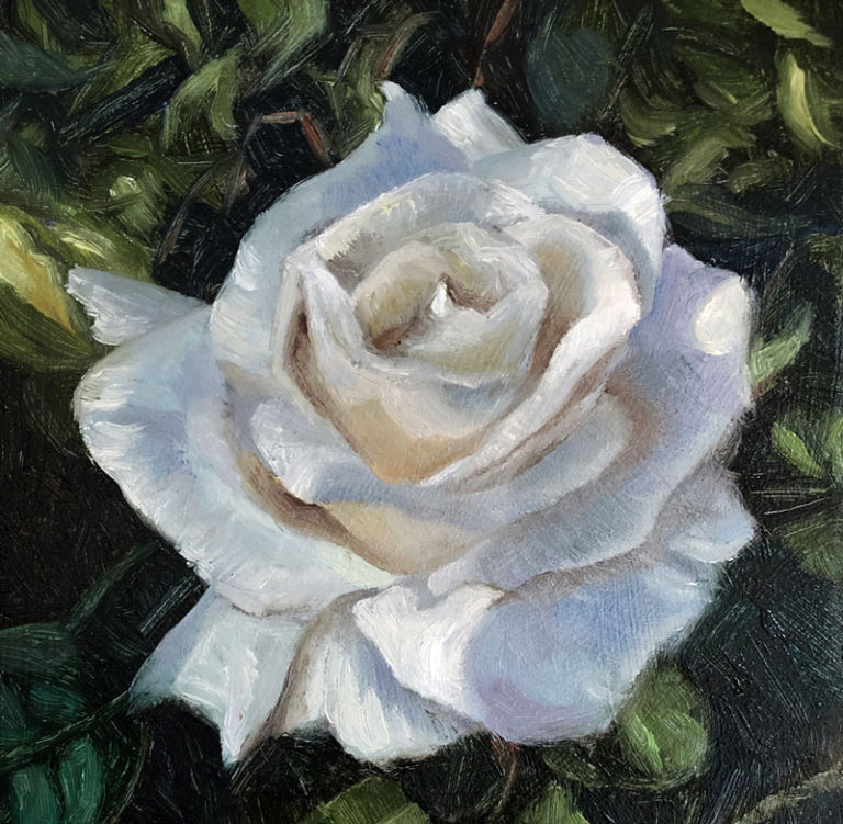 How to Paint a White Rose with Oil Paints