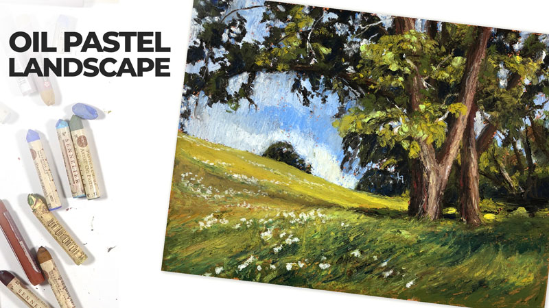 Easy Oil Pastel Landscape painting for beginners