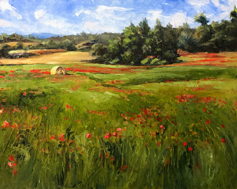 oil painting flower field