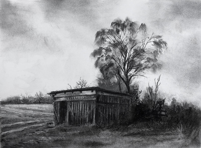 dark landscape drawings pencil