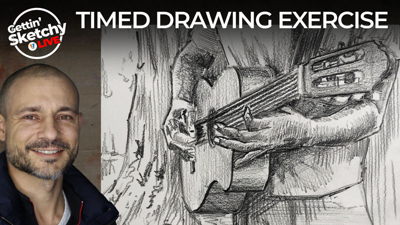 How to Draw a Person Playing the Guitar - Timed Drawing Exercise
