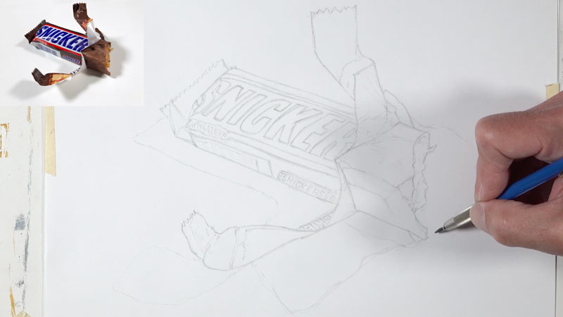 Contour line drawing of a candy bar