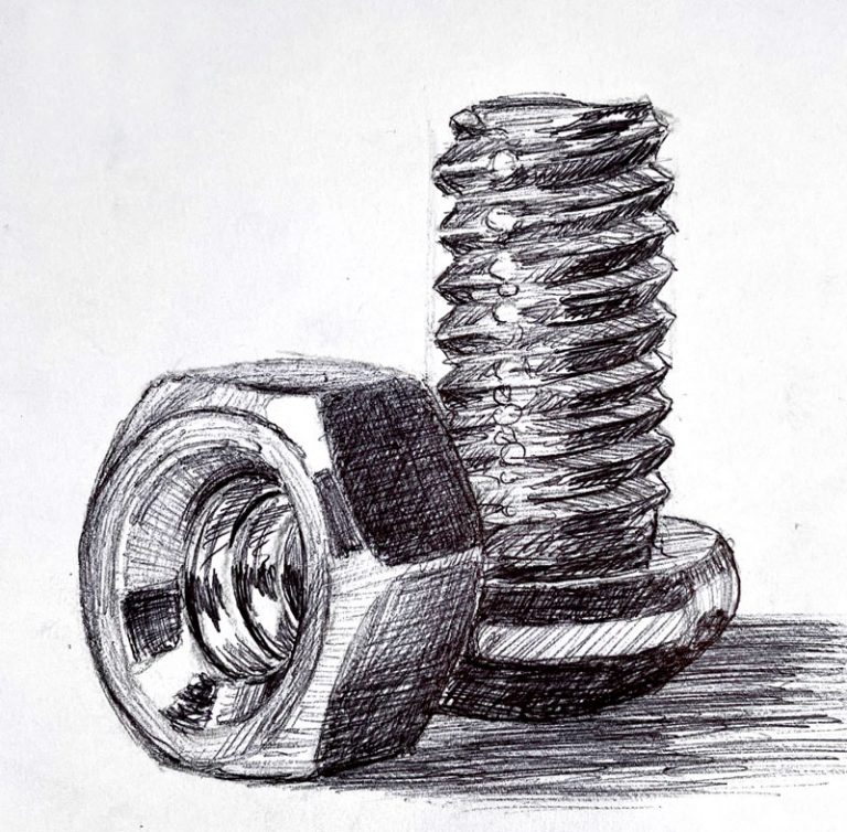 Drawing Nuts and Bolts – Timed Sketching Exercise