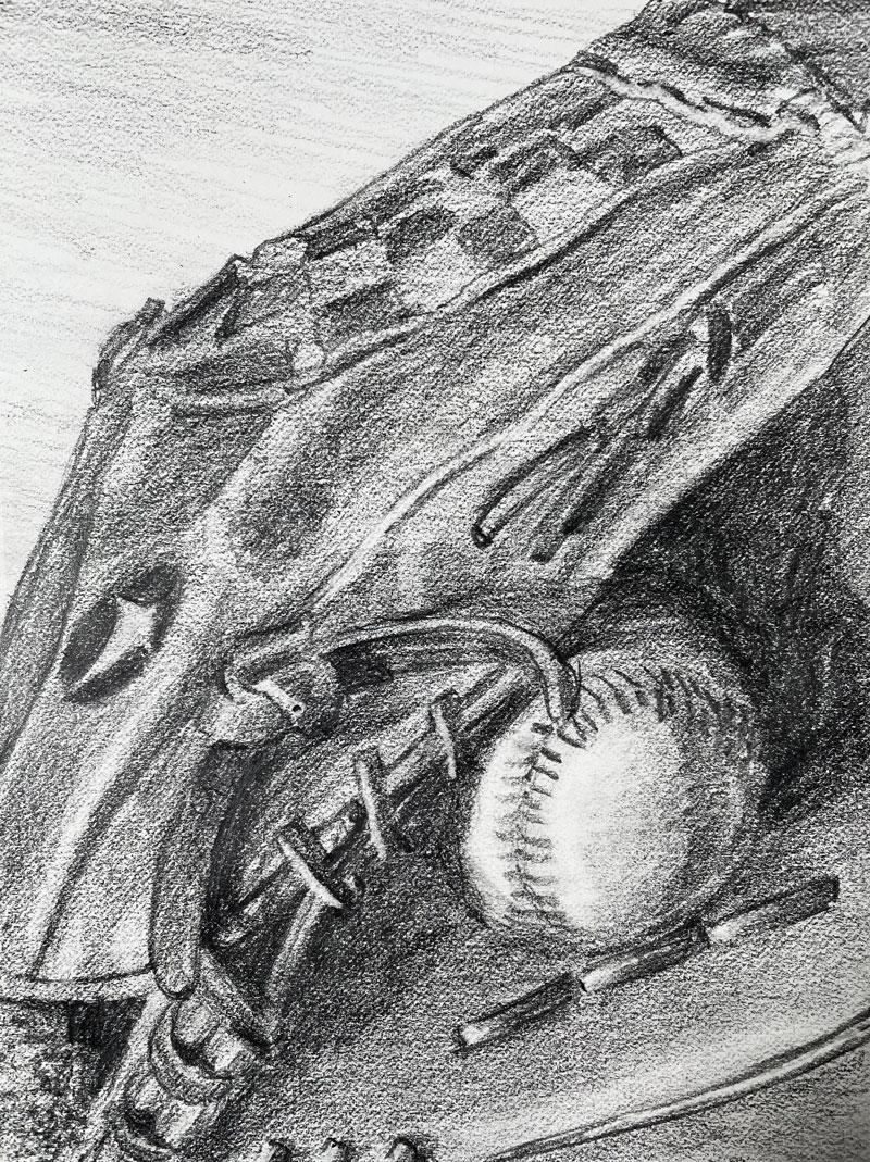 baseball glove and ball drawing