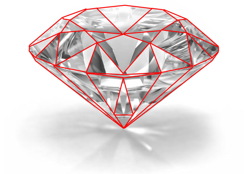 Diamond with lines drawn over the top