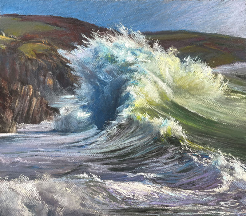 Pastel drawing of waves