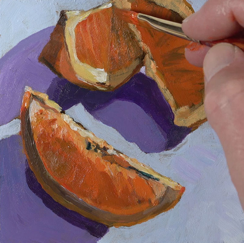 Painting details on the orange slices