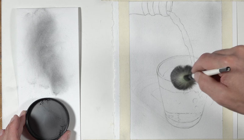 More about how I use fixative in my graphite and powder pastel process. 