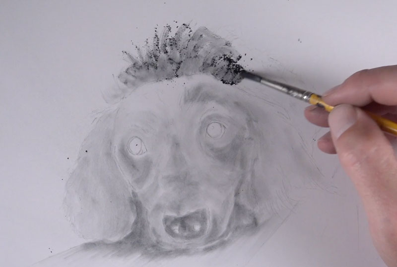 Painting with powdered graphite