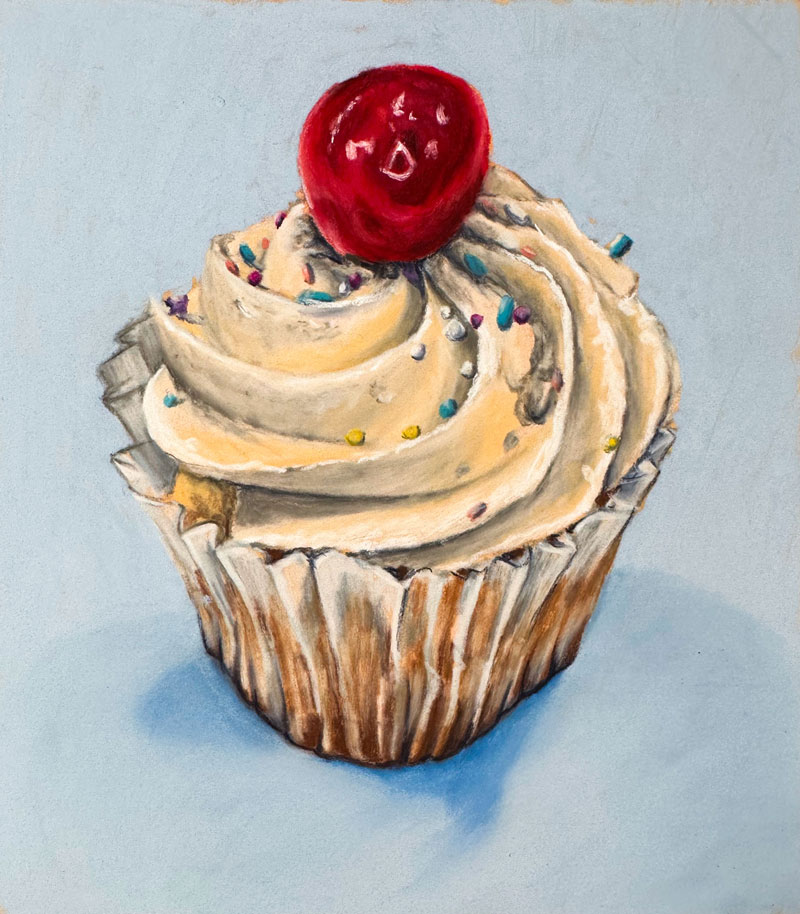 Cupcake Drawing with Pastels and Pastel Pencils