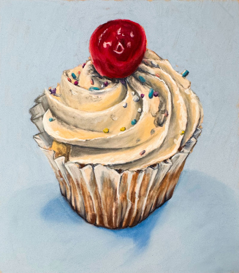 Cupcake Drawing with Pastel Pencils