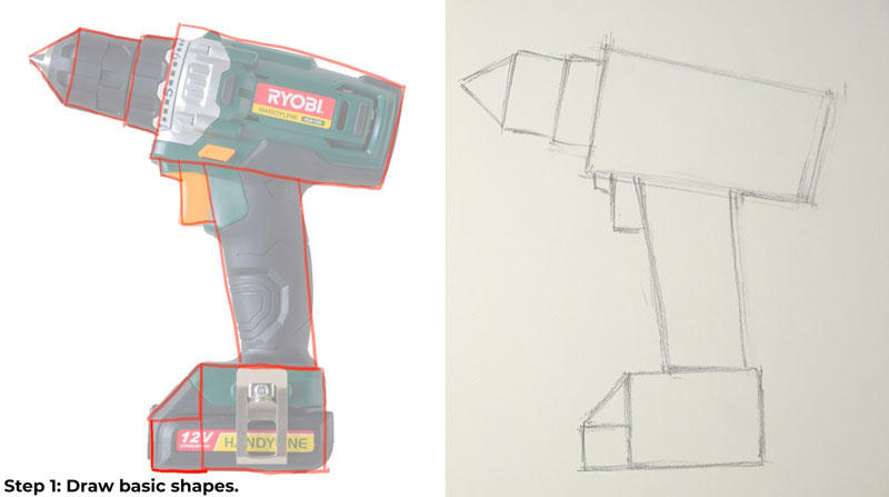 Draw the basic shapes of the drill
