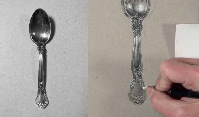 Adding details to lower portion of the spoon drawing