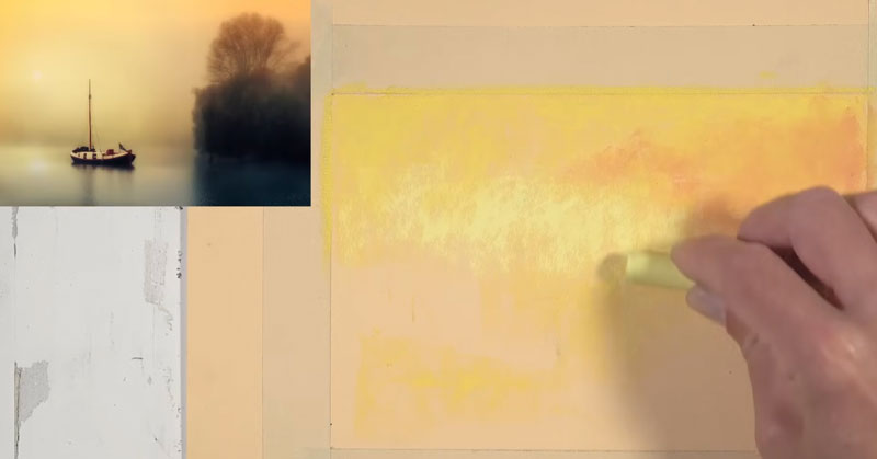 Drawing the sky with pastels