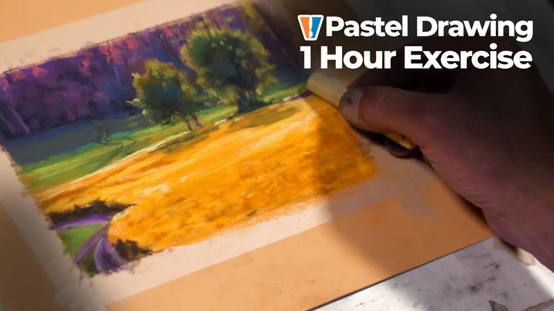 Colorful Landscape Drawing with Pastels