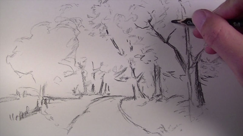 Drawing a Landscape with Charcoal – Timed Drawing Exercise