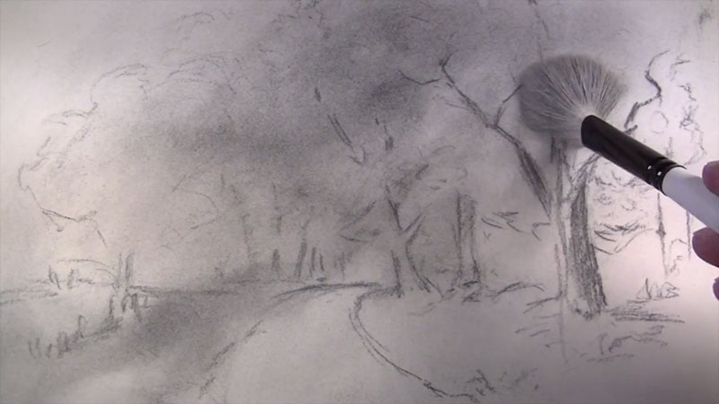 How to Draw with Charcoal Pencils - Landscape Sketching 